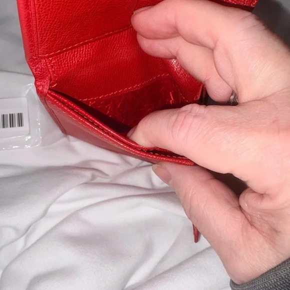 Yves Saint Laurent Red Leather Wallet NOT going lower. Will relist @ $260 soon - Picture 5 of 10